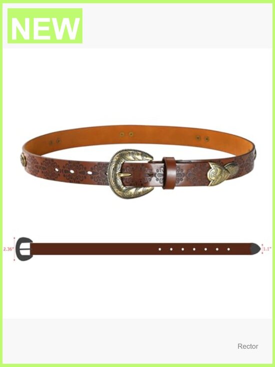 Vintage Cowgirl Belt with Western Buckle – Faux Leather main image 5